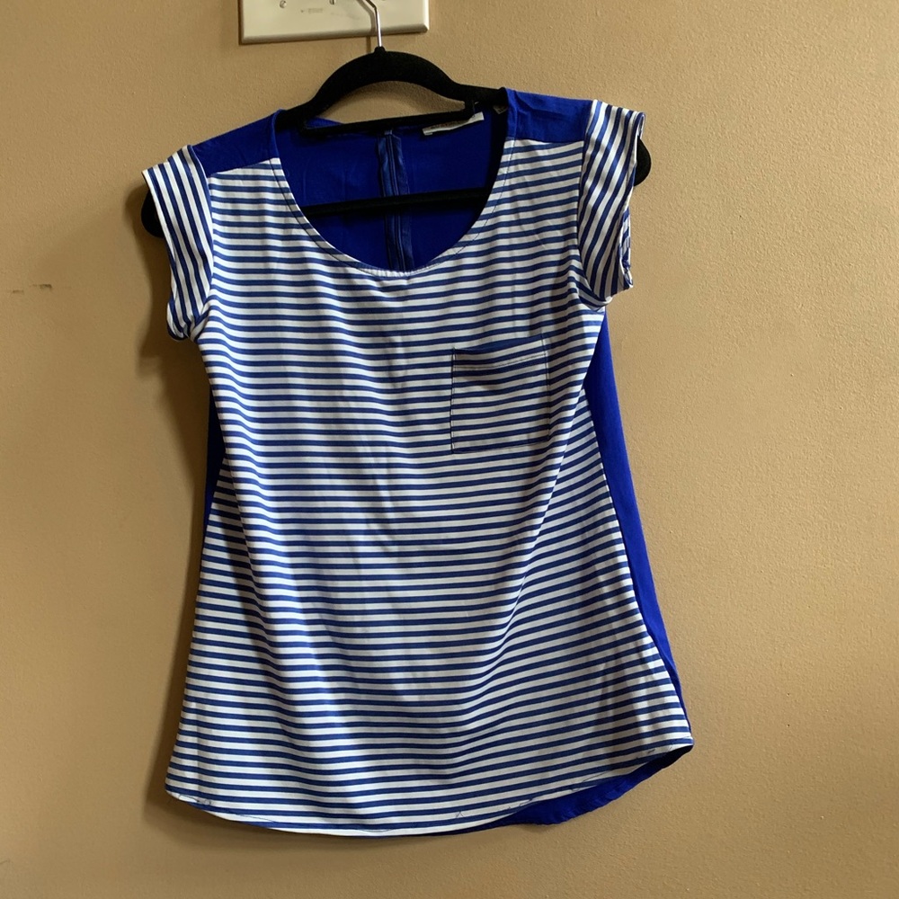 Blue and white striped shirt
